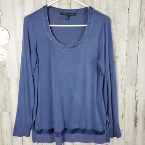 White House Black Market Long Sleeve Blouse Blue Size Small